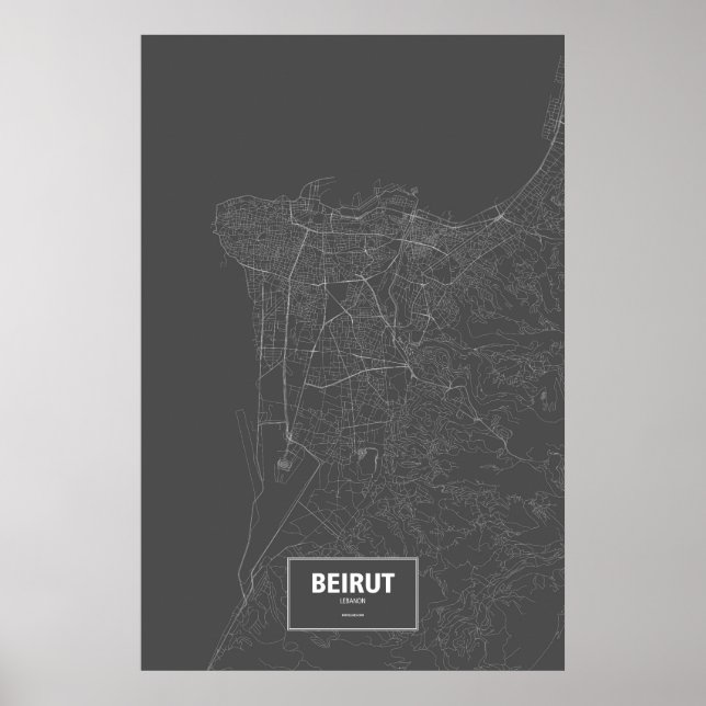 Beirut, Libanon (vitt på svart) Poster (Framsidan)