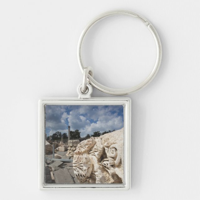 Beit, hon-An nationalpark, romerska kronor Fyrkantig Silverfärgad Nyckelring (Framsidan)