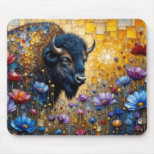 Bejeweled American Bison in Flowers Musmatta (Framsidan)