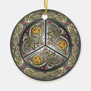 Bejeweled Celtic skyddar prydnaden Julgransprydnad Keramik