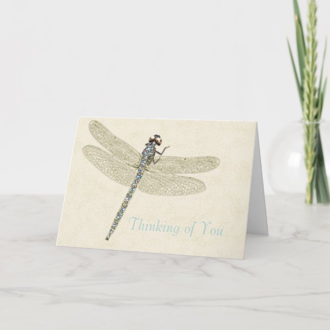 Bejeweled Dragonfly tänker på ditt kort (Framsida)