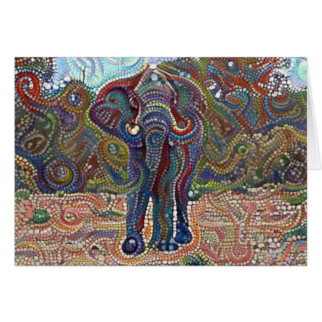 Bejeweled elefant hälsningskort (Framsidan Horizontal)