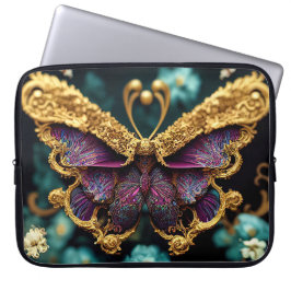 Bejeweled Guld Gemstone Butterfly Laptop Fodral