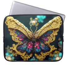 Bejeweled Guld Gemstone Butterfly Laptop sleeve