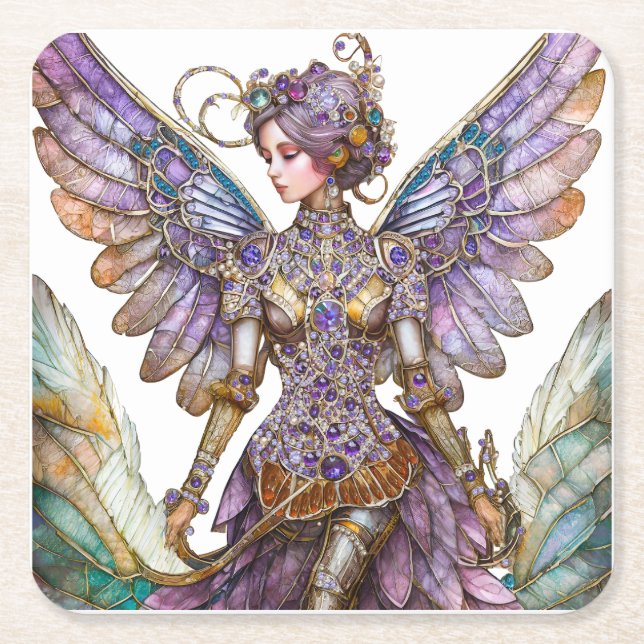 Bejeweled Sugar Plum Fairy Underlägg Papper Kvadrat (Framsidan)
