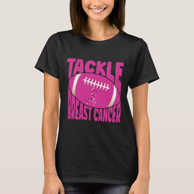 Bekämpa bröstcancer Amerikansk medvetenhet om fotb T Shirt (Framsida)
