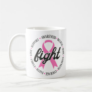 Bekämpa Bröstcancer Rosa Band Medvetenhet Kaffemugg