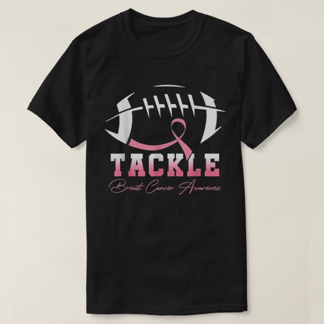 Bekämpa bröstcancermedvetenhet Rosa Ribbon Footbal T Shirt (Design framsida)