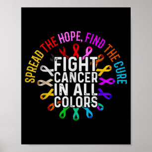 Bekämpa cancer alla varje färg medvetenhet stöd poster