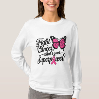 Bekämpa Cancer Vad Är Din Superkraft Rosa Fjäril T Shirt