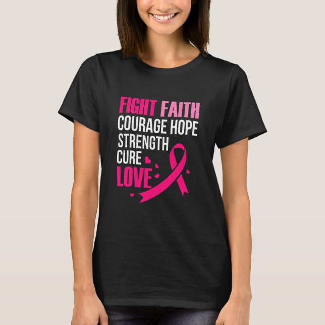 Bekämpa Faith Courage Hope Strength Cure Kärlek T Shirt (Framsida)