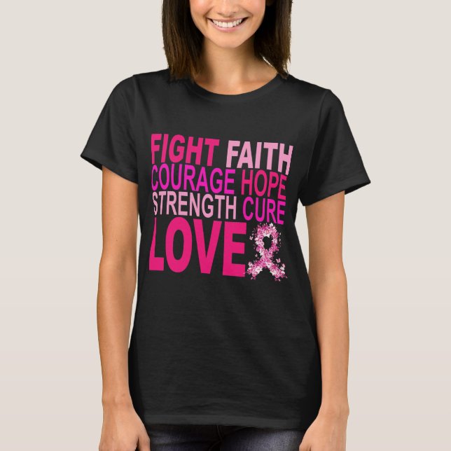 Bekämpa Faith Courage Hope Strength Cure Kärlek  T Shirt (Framsida)