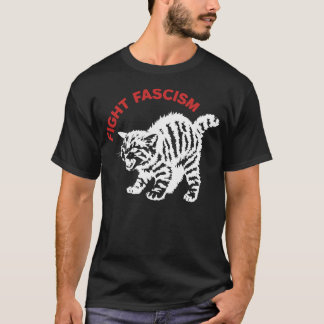 Bekämpa Fascism Rolig Ilsken Katt T Shirt