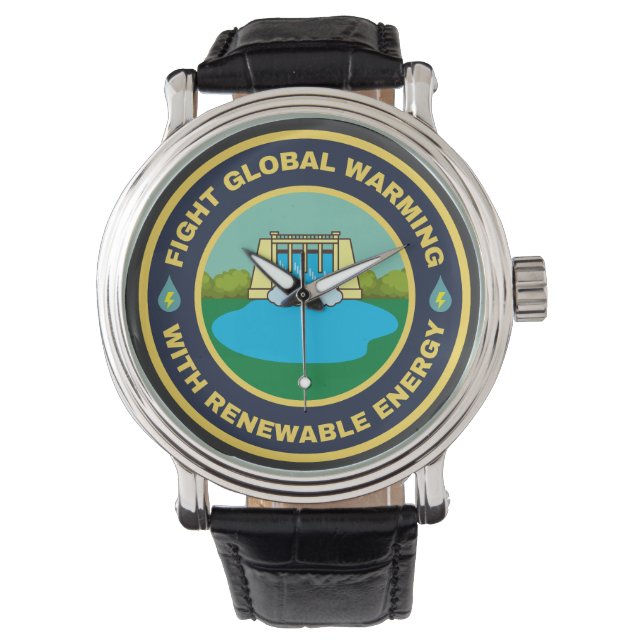 Bekämpa global uppvärmning vattenkraft armbandsur (Framsida)