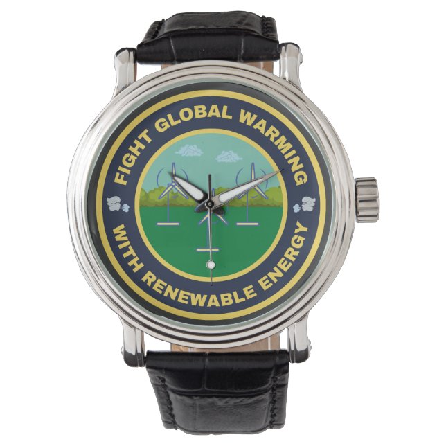 Bekämpa global uppvärmning vindkraft armbandsur (Framsida)