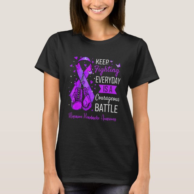 Bekämpa graine Headache Awareness Support Survivor T Shirt (Framsida)