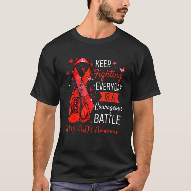 Bekämpa Hiv Aids Awareness Support Survivor T Shirt (Framsida)
