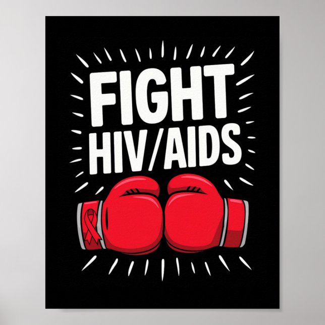 Bekämpa Hivaid Awareness Red Boxing Glove 1 Poster (Framsidan)