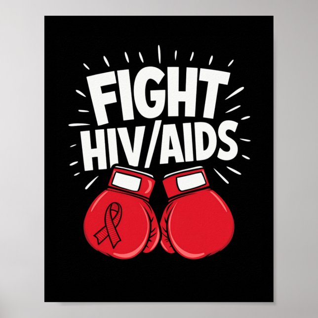 Bekämpa Hivaid Awareness Red Boxing Glove Poster (Framsidan)