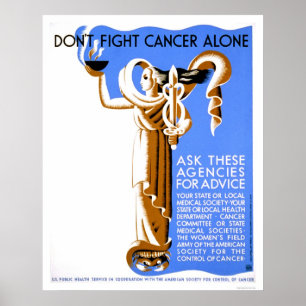 Bekämpa inte cancer Ensam 1938 WPA Poster