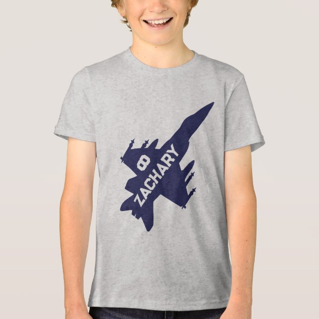 Bekämpa jet flygplan födelsedagskjorta t shirt (Framsida)
