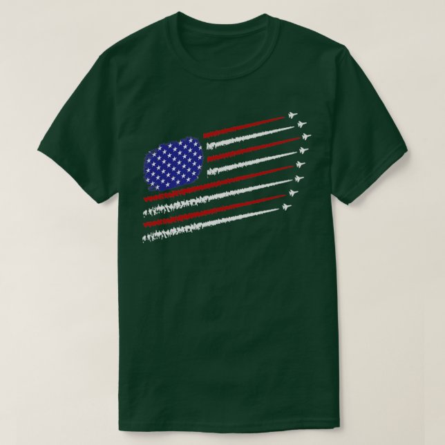 Bekämpa jet med USA:s amerikanska flagga 4 juli T Shirt (Design framsida)