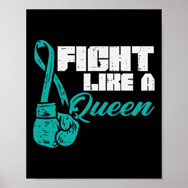 Bekämpa som drottning Teal Boxing Handskar Ovarian Poster (Framsidan)