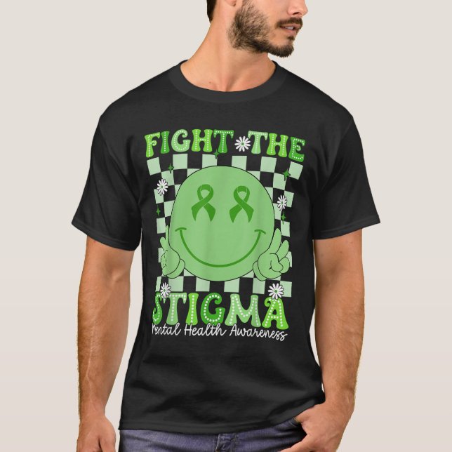 Bekämpa Stigma Groovy Smile Ansikte psykisk hälsa  T Shirt (Framsida)