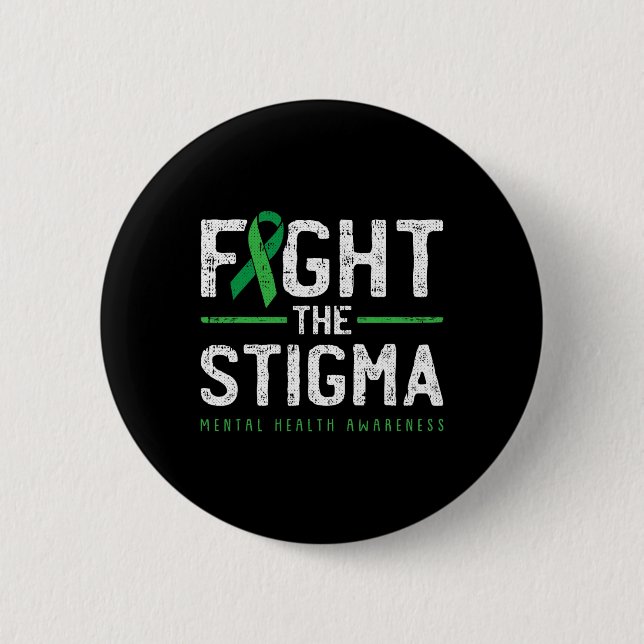 Bekämpa Stigma Mental Hälsa Medvetenhet Grönt Band Knapp (Framsida)