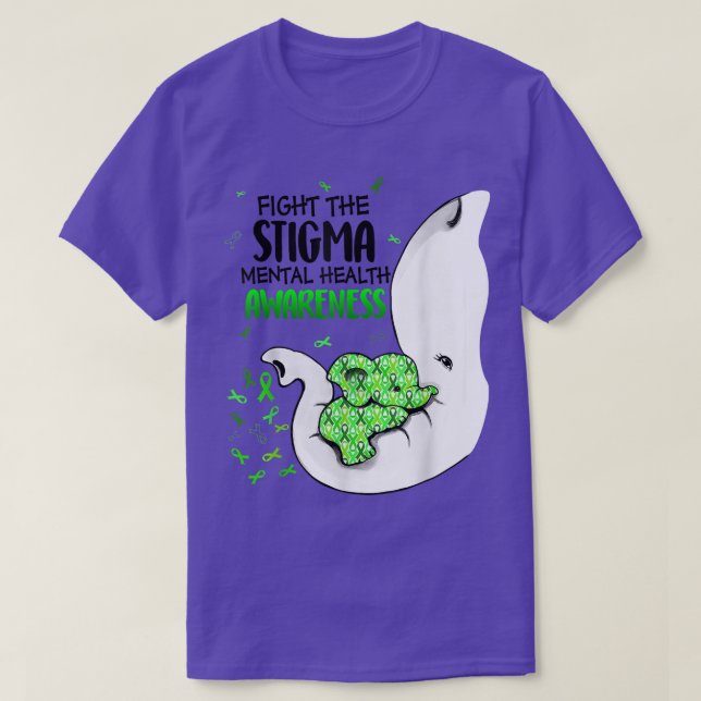 Bekämpa Stigma Mental Hälsomedvetenhet Grön Ribba T Shirt (Design framsida)