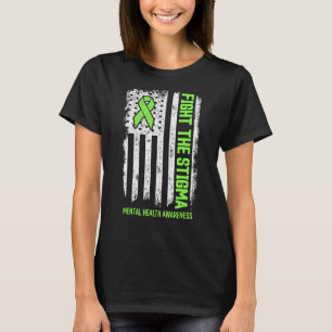 Bekämpa tigma Mental Health Awareness US Grönt T Shirt