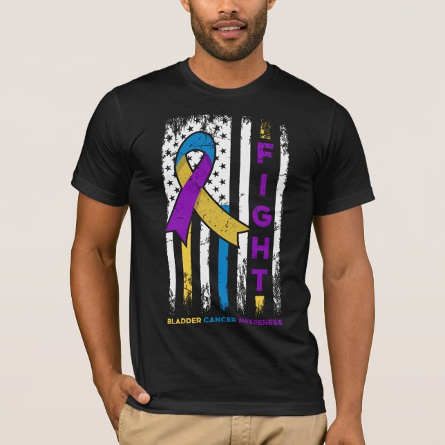 Bekämpning av blåscancer med Flagga T Shirt (Framsida)