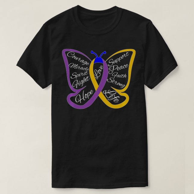 Bekämpning av blåscancer - medvetandehöjande fjäri t shirt (Design framsida)