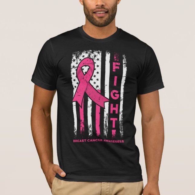 Bekämpning av bröstcancer med Flagga T Shirt (Framsida)