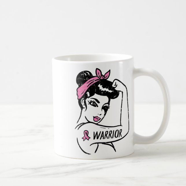 Bekämpning av bröstcancer Warrior Rosie Riveter Ro Kaffemugg (Höger)