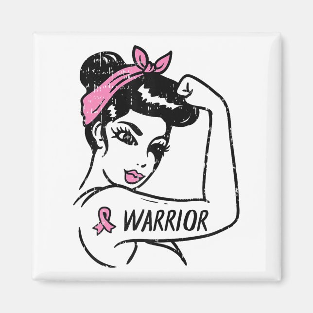 Bekämpning av bröstcancer Warrior Rosie Riveter Ro Magnet (Framsidan)