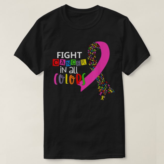 Bekämpning av cancer i alla Rosett band i Färg T Shirt (Design framsida)