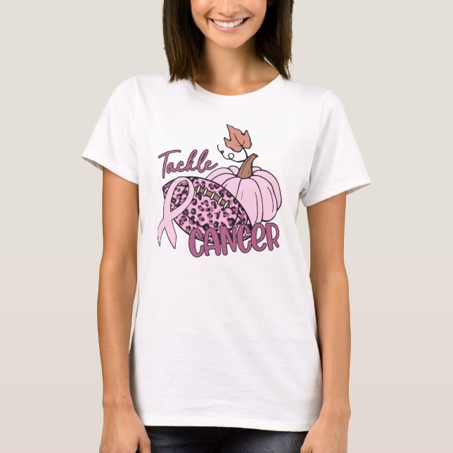 Bekämpning av cancer i fotboll Pumpkin Breast Canc T Shirt (Framsida)