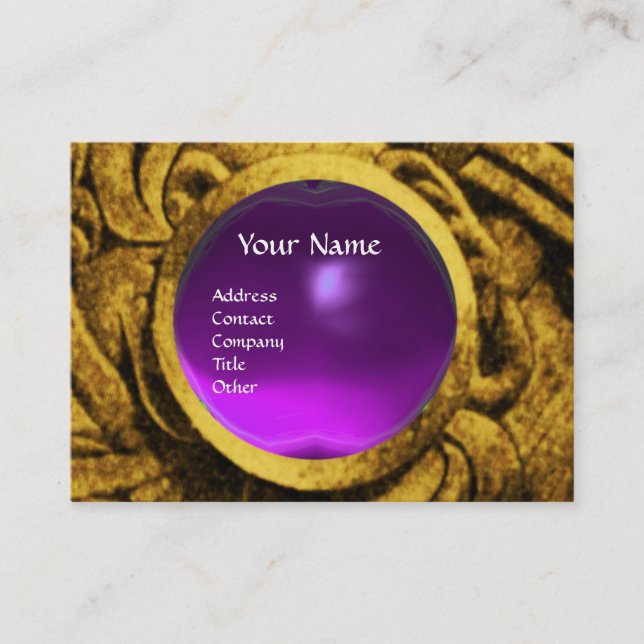 BEKÄMPNING AV GRIFFINS MONOGRAM Guld Lila Amethyst Visitkort (Framsida)