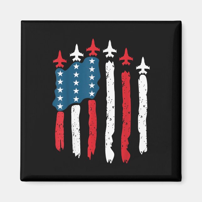 Bekämpning av Jet flygplan USA flagga 4 juli Patri Magnet (Framsidan)