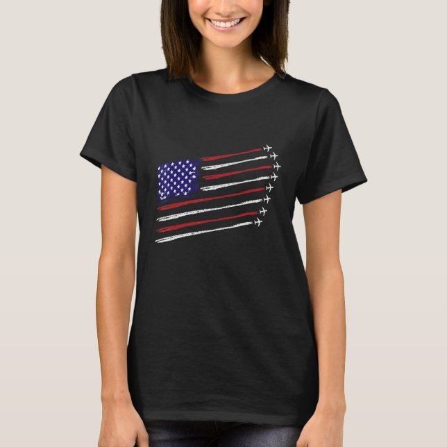 Bekämpning av Jet med USA:s amerikanska Flagga 4:e T Shirt (Framsida)