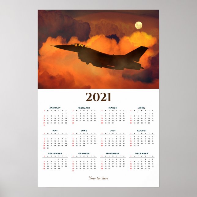 Bekämpning av Jet Sunset 2021 Calendar Poster (Framsidan)
