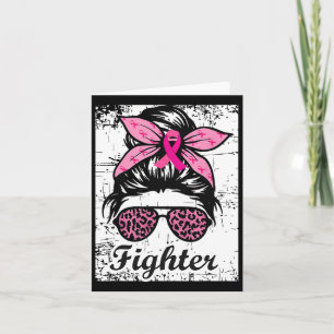 Bekämpning av Messy Bun Rosa Warrior Breast Cancer Kort