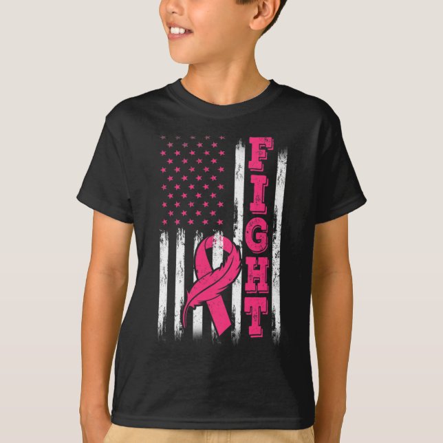 Bekämpning av Rosa Flagga Breast Cancer Awareness T Shirt (Framsida)