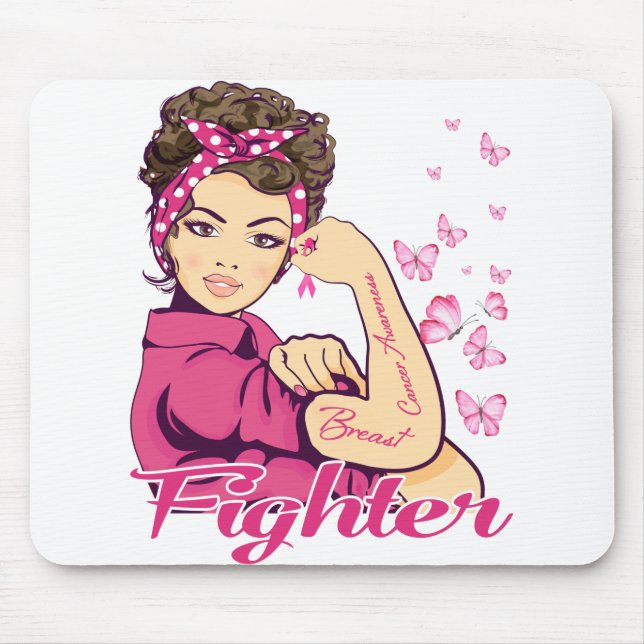 Bekämpning av Rosie Riveter Breast Cancer Awarenes Musmatta (Framsidan)