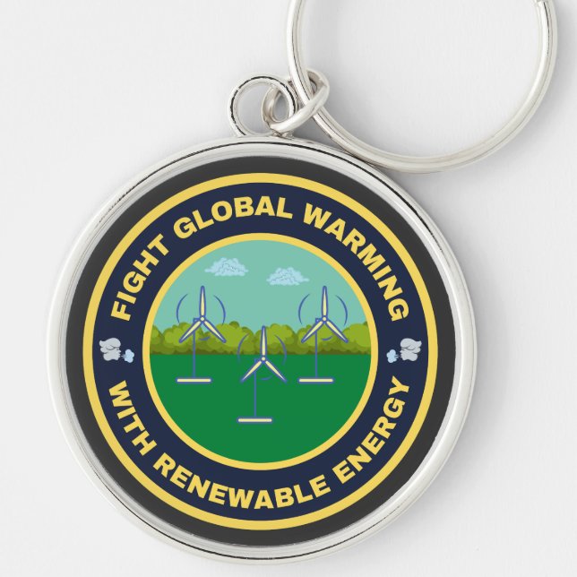 Bekämpning av vindens inflytande över den globala  rund silverfärgad nyckelring (Framsidan)