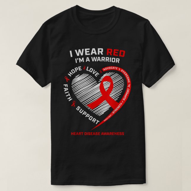 Bekämpning av Warrior Gifts I Bära Red Heart Disea T Shirt (Design framsida)