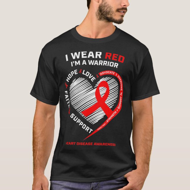 Bekämpning av Warrior Gifts I Bära Red Heart Disea T Shirt (Framsida)