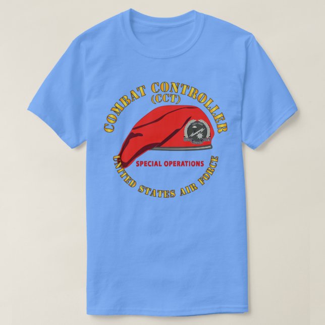 Bekämpningskontrollteam Badge w Red Beret SOF USAF T Shirt (Design framsida)