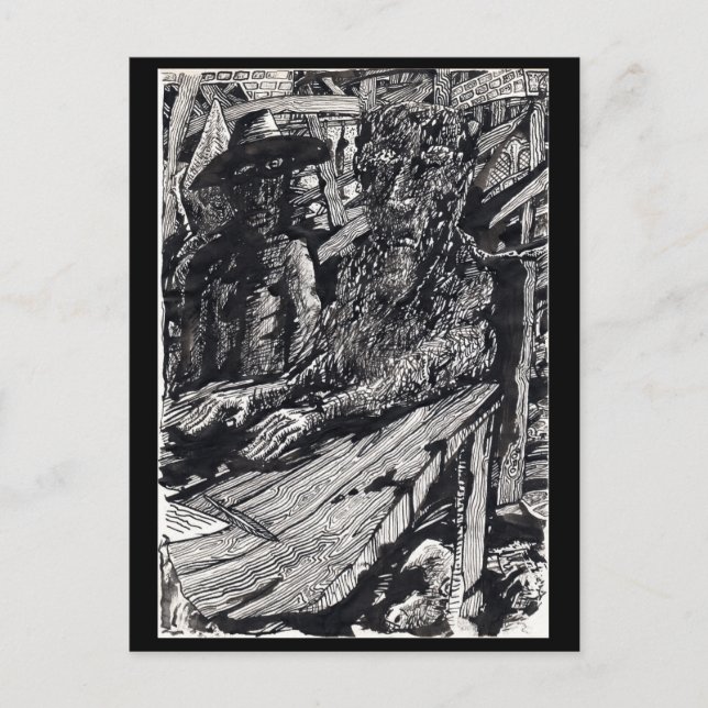 "Bekänn!" Indien bläck teckning Vykort (Framsida)